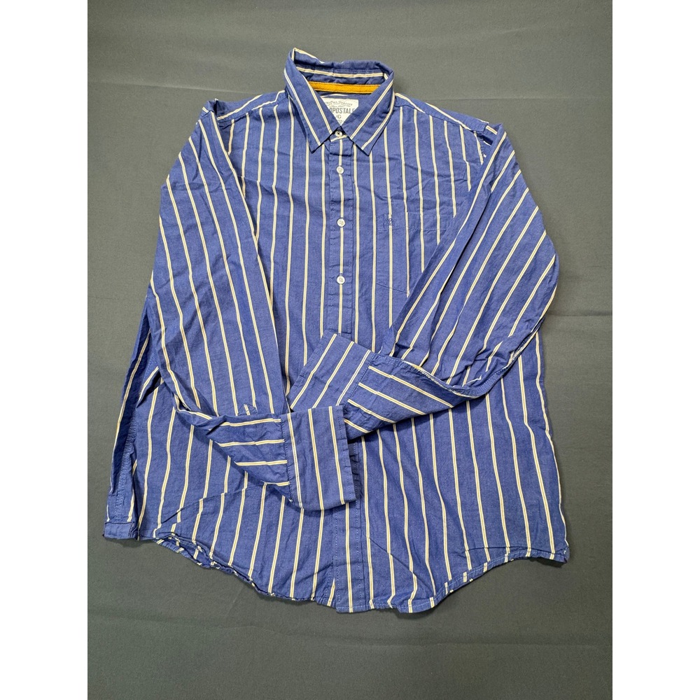 Aeropostale Mens Long‎ Sleeve Blue Stripe Button Down Shirt Size L